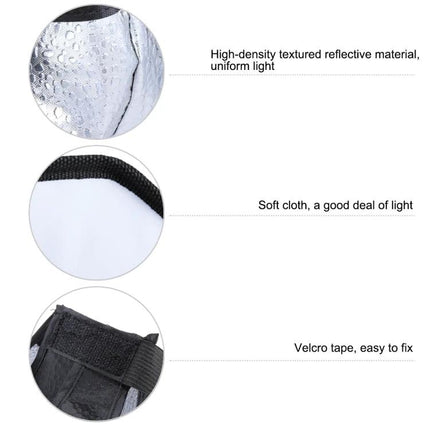 PULUZ 20cm Octangle Foldable Softbox for Flash Photography showing reflective interior, soft diffusion cloth and Velcro attachment details