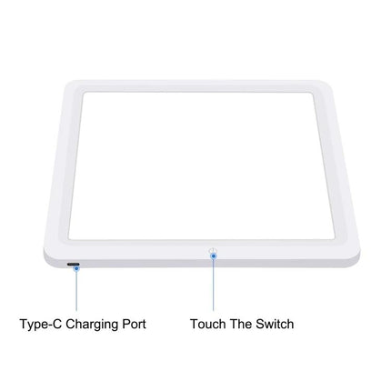 PULUZ 20cm Shadowless Light Pad for Product Photography white square LED panel with Type-C charging port and touch switch