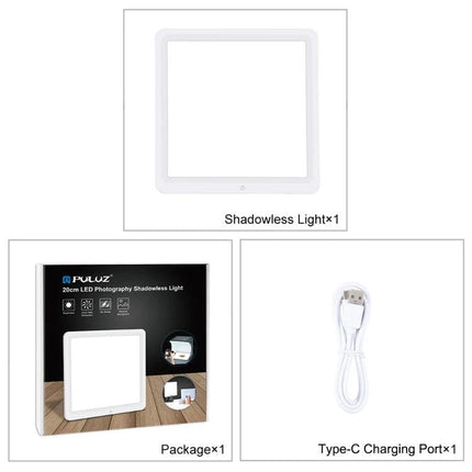 PULUZ 20cm Shadowless Light Pad for Product Photography - compact LED light pad with Type-C cable for jewelry and small product shooting