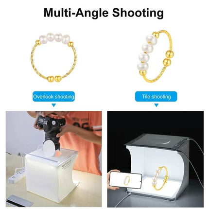 PULUZ Mini LED Light Box for Small Product Photography shooting multi-angle jewelry with foldable tabletop LED light box