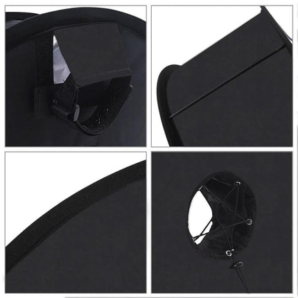 PULUZ 45cm Round Softbox Diffuser for Even Portrait Lighting - close-up details of black fabric, velcro strap, edge and rear cord attachment
