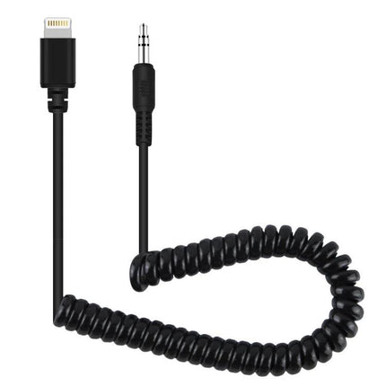 PULUZ Cable for iPhone Microphone Connections in Daily Recordings - coiled 3.5mm to Lightning cable for clear podcast and interview audio