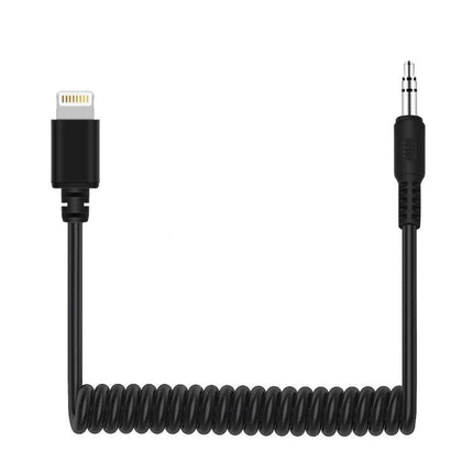 PULUZ Cable for iPhone Microphone Connections in Daily Recordings - coiled 3.5mm to Lightning cable for better podcast and interview audio