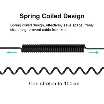 PULUZ Cable for iPhone Microphone Connections in Daily Recordings coiled spring 3.5mm cable stretches to 100cm for podcasts interviews and live events