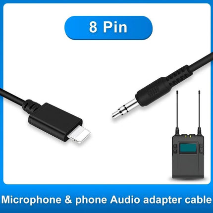 PULUZ Cable for iPhone Microphone Connections in Daily Recordings – 8‑pin to 3.5mm adapter cable for external mic setups