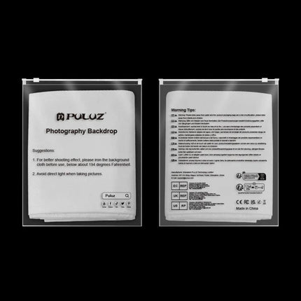 PULUZ 1m x 2m Background Cloth for Photography Studios folded backdrop cloth in clear packaging showing front and back labels