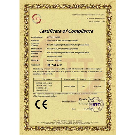 PULUZ 2m Photo Light Studio Box Kit for Portraits and Clothing certificate of compliance for LED studio box product
