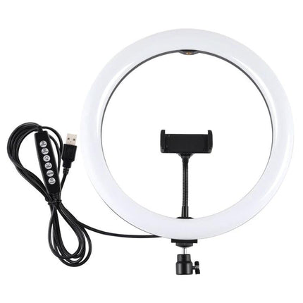 PULUZ Ring Light for Everyday Video and Photo Sessions white ring light with phone holder and USB cable for social media videos and selfies