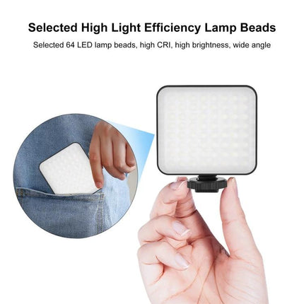 PULUZ Portable LED Fill Light for Camera Video Shooting - compact 64-LED 800-lumen panel, pocketable natural white 6000-6500K fill light for photography and vlogging