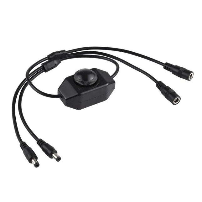 PULUZ LED Strip Light Dimmer Controller with Adjustable Knob black rotary dimmer with input and output DC connectors for LED strips