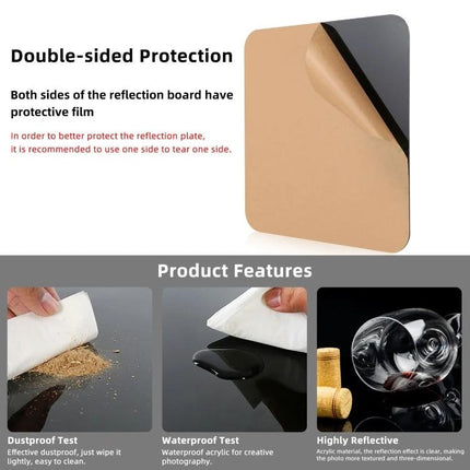 PULUZ 39cm Acrylic Reflective Board for Photography Displays protective film, double-sided, waterproof, highly reflective surface for product photography