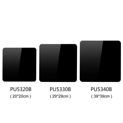 PULUZ 39cm Acrylic Reflective Board for Photography Displays showing three black reflective square sizes including 39×39cm model