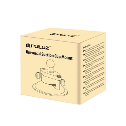 PULUZ Suction Cup Phone Mount for Car Windshields and Dashboards packaged box showing universal suction cup mount illustration