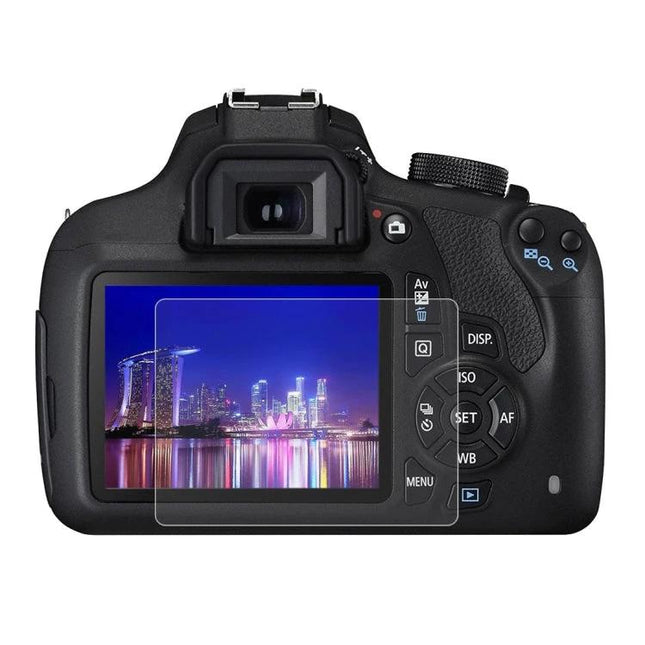 Tempered Glass Screen Protector for Canon DSLR Cameras on camera back protecting LCD from scratches dust and fingerprints