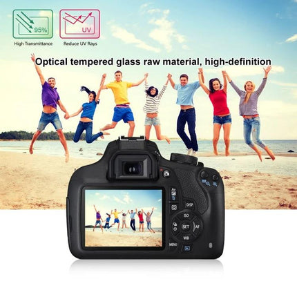 Tempered Glass Screen Protector for Canon DSLR Cameras protecting LCD from scratches dust and fingerprints during travel and field shoots