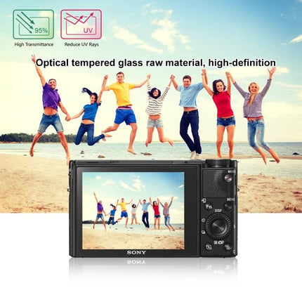 Clear Tempered Glass Screen Protector for Sony Digital Cameras protecting camera LCD from scratches, fingerprints and impacts during travel and outdoor use