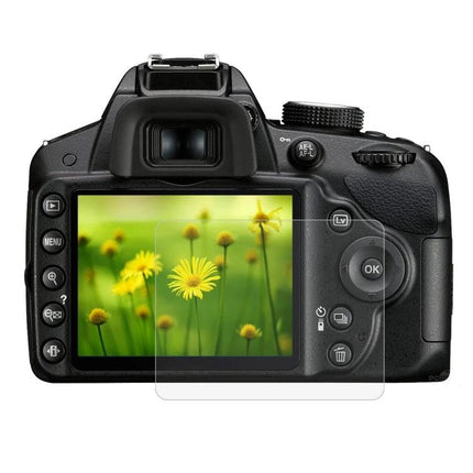 Tempered Glass Screen Protector for Nikon and Canon Cameras shown installed on a DSLR LCD to prevent scratches and dust