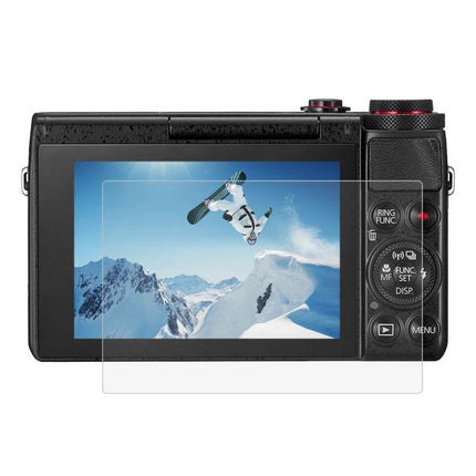 PULUZ Tempered Glass Screen Protector for Canon G7X Cameras installed on camera LCD to prevent scratches and fingerprints