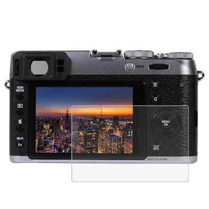 PULUZ Tempered Glass Screen Protector for Fujifilm X100T applied on camera LCD to prevent scratches, dust and fingerprints while preserving touch sensitivity