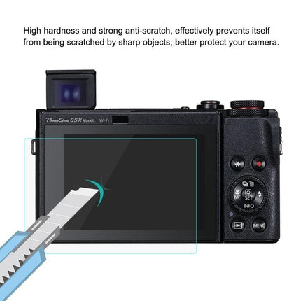 PULUZ Tempered Glass Screen Protector for Canon PowerShot G5 X Mark II installed on camera back to prevent scratches and fingerprints