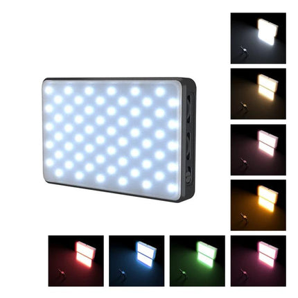 PULUZ LED Light for Daily Selfies and Beauty Routines compact portable LED panel showing multiple color and brightness modes for makeup and selfies