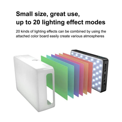 PULUZ LED Light for Daily Selfies and Beauty Routines - compact LED panel with 20 color filter cards for adjustable lighting