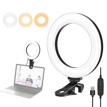 PULUZ Ring Light for Everyday Vlogging and Home Selfies - USB clip-on ring light with adjustable color tones for clearer video calls and selfies