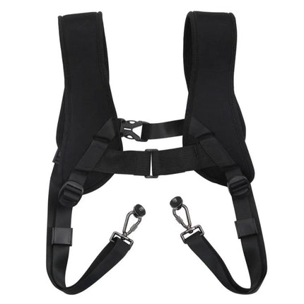 PULUZ Double Shoulder Harness with Soft Padding for DSLR Cameras - black padded dual camera harness with quick-release clips