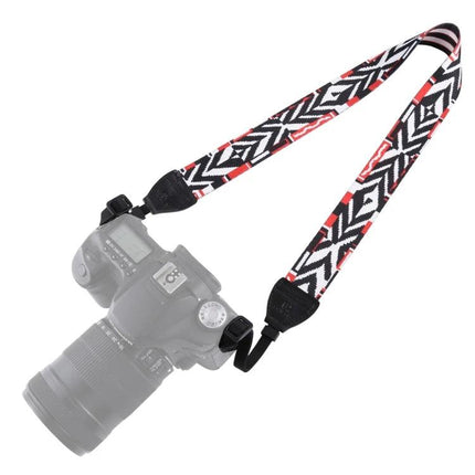 PULUZ Retro Ethnic Style Camera Neck Strap for SLR Cameras - red black white vintage woven strap on DSLR