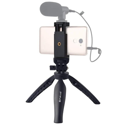 PULUZ Tripod Mount for Stable Smartphone Use on Desks holding phone with microphone for hands-free video calls and steady desk recording