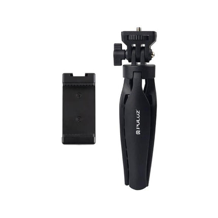 PULUZ Tripod Mount for Stable Smartphone Use on Desks — compact black desktop tripod and phone holder for steady video calls and content creation