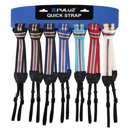 PULUZ Vintage Stripe Camera Neck Strap for SLR Cameras — assorted striped cloth quick straps in multiple colors