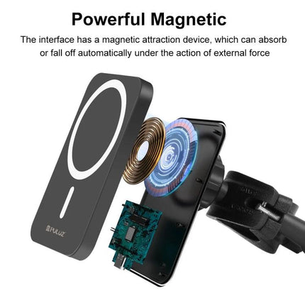 PULUZ Magnetic Charger for Daily Vlogging and Phone Use - magnetic wireless car vent mount showing internal coil and circuitry