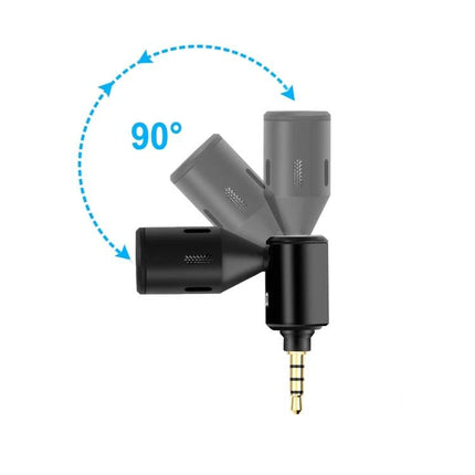 PULUZ Microphone for Daily Mobile Calls and Recordings showing 90° adjustable rotatable mic head for clearer mobile calls and recordings