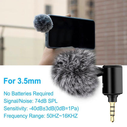 PULUZ Microphone for Daily Mobile Calls and Recordings clipped to phone with furry windscreen for clearer mobile calls and recordings