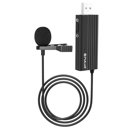 PULUZ Clip-On Lapel Mic for Everyday Video Calls and Teaching USB lavalier microphone with clip and foam windscreen for clear voice in calls and lessons
