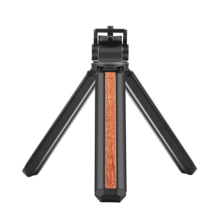 PULUZ Inlaid Wood Tripod for Desktop Vlogging and Live Streaming — compact tabletop tripod with wood inlay, foldable legs for cameras and smartphones