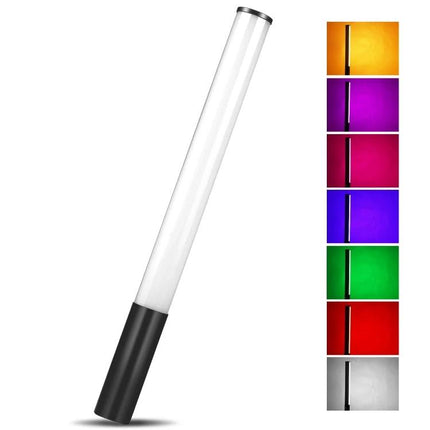 PULUZ Handheld RGB LED Light for Photography and Video Use - portable RGB tube light showing multiple color modes and adjustable brightness