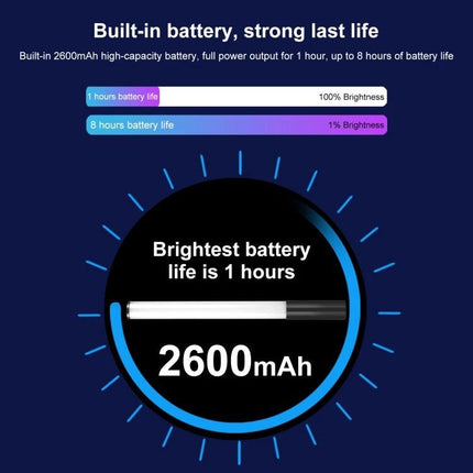 PULUZ Handheld RGB LED Light for Photography and Video Use - 2600mAh built-in battery, brightest 1 hour, up to 8 hours at low brightness