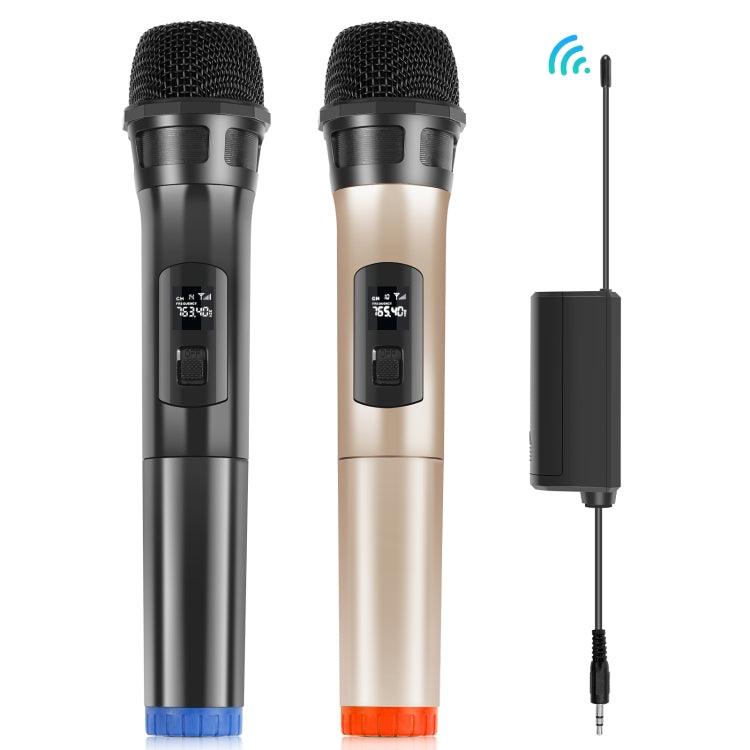 Dual UHF Wireless Dynamic Microphone System with LED Display and 3.5mm Transmitter 1 To 2 UHF Wireless Microphones