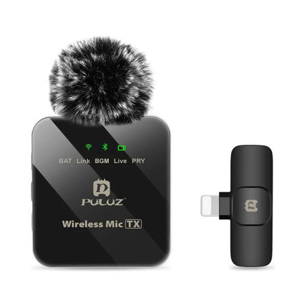 PULUZ Lavalier Microphone for Daily iPhone Audio Capture - 2.4G wireless mic with windscreen and Lightning receiver