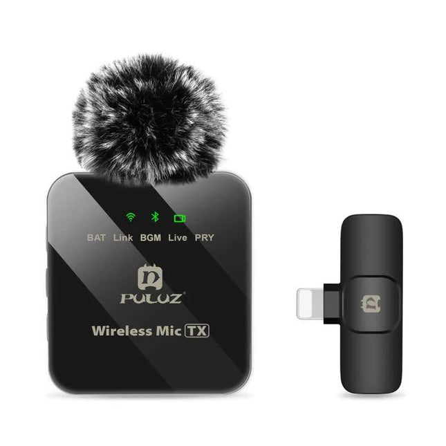 PULUZ Lavalier Microphone for Daily iPhone Audio Capture - 2.4G wireless mic with windscreen and Lightning receiver