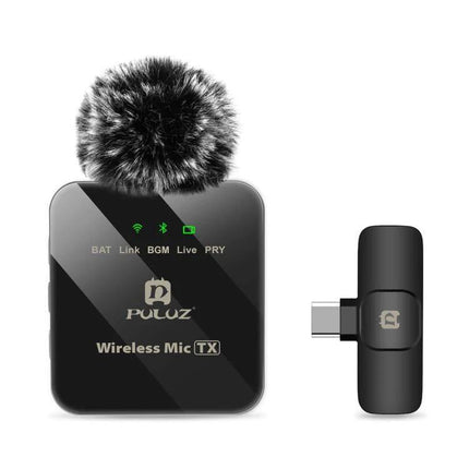 PULUZ Lavalier Microphone for Everyday Audio Recordings wireless 2.4G transmitter with windscreen and USB-C receiver