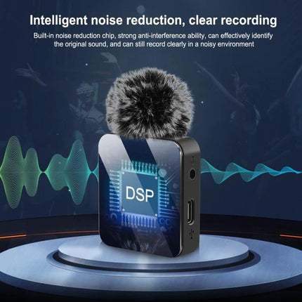 PULUZ Lavalier Microphone for Everyday Audio Recordings - compact wireless 2.4G mic with DSP noise reduction and furry windscreen