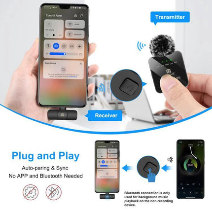 PULUZ Lavalier Microphone for Everyday Audio Recordings wireless 2.4G transmitter and receiver plug-and-play with noise reduction