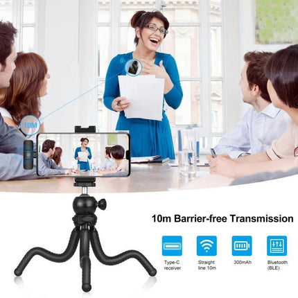 PULUZ Lavalier Microphone for Everyday Audio Recordings capturing clear wireless audio during presentations with 10m barrier-free transmission