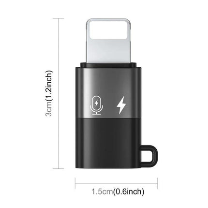PULUZ USB-C to 8 Pin Adapter for Everyday Device Charging — compact black adapter for phone charging and file transfer