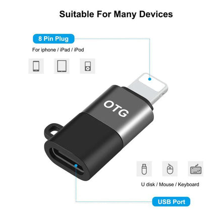 PULUZ USB-C to 8 Pin Adapter for Everyday Device Charging - compact OTG adapter for iPhone iPad iPod charging and data transfer