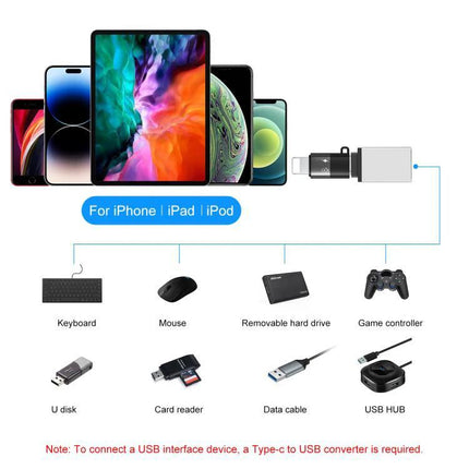 PULUZ USB-C to 8 Pin Adapter for Everyday Device Charging - adapter connecting iPhone iPad iPod to keyboard, mouse, drives, controllers and USB accessories