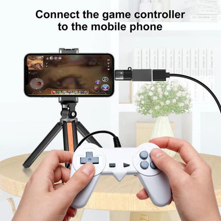 PULUZ USB-C to 8 Pin Adapter for Everyday Device Charging - mobile phone connected to game controller for charging and data transfer